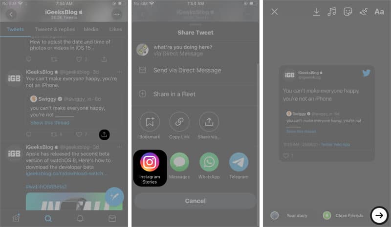 Share a Tweet on Instagram Stories iOS