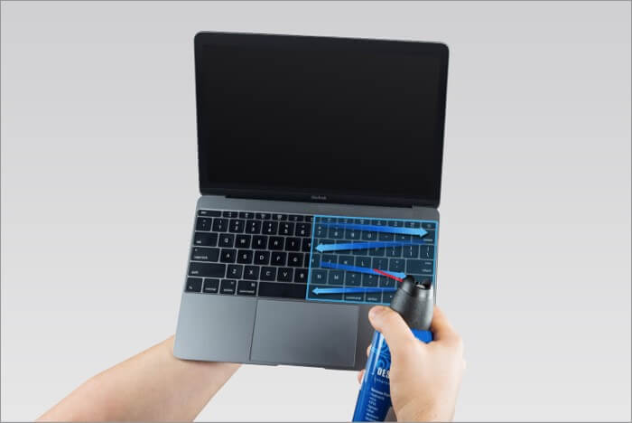 Use Compressed Air Spray Over Half Keyboard of Macbook in Left to Right Motion