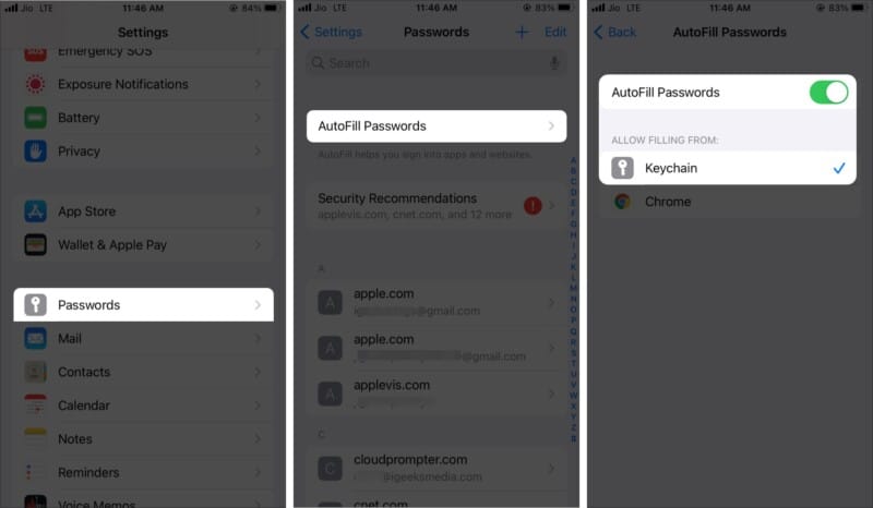 Add autofill password on iPhone