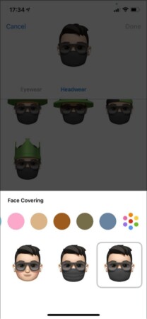 Change color of Face Covering in Memoji on iPhone