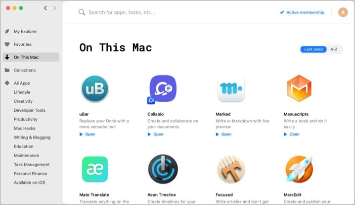 Проверьте загруженное приложение из приложения Setapp на Mac