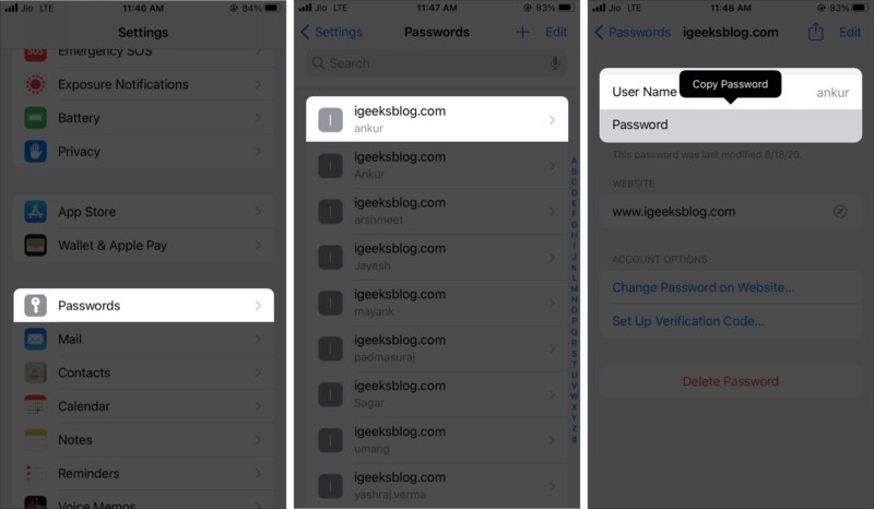 Enter password on iPhone manually via Setting app
