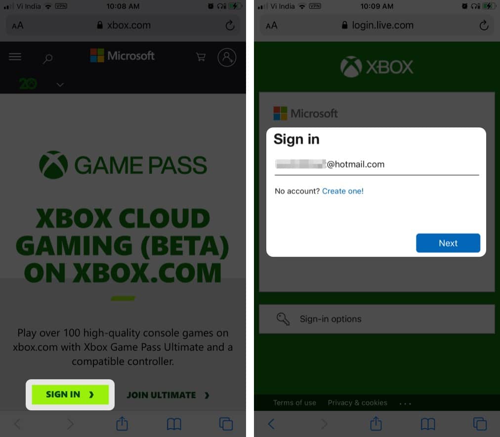 Einrichten von Xbox Cloud Gaming unter iOS