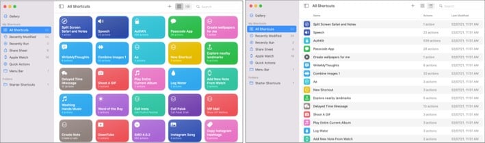 Switch View of shortcut on Mac