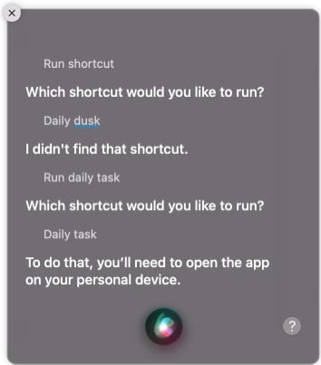 Используйте ярлыки Siri на Mac