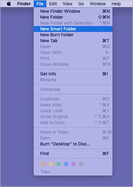Click File and choose New Smart Folder