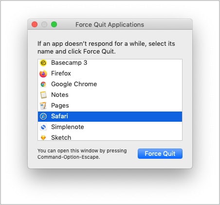 Force Quit Safari and relaunch it