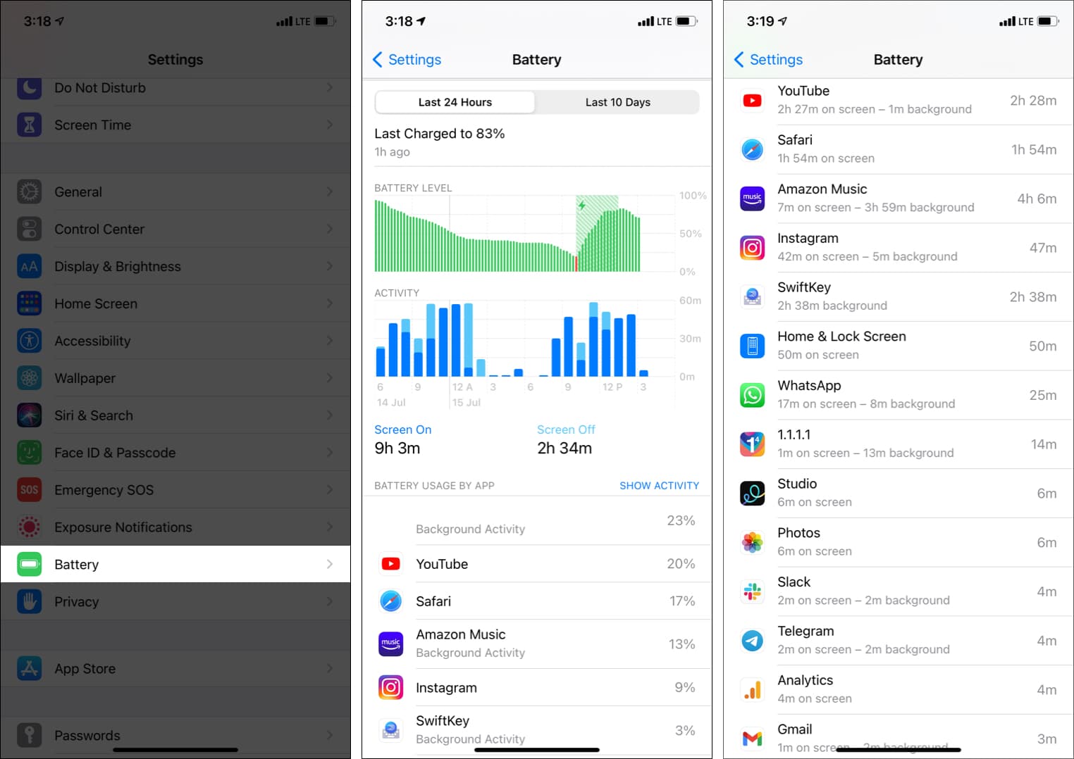 How to see your app usage on iPhone via Battery settings