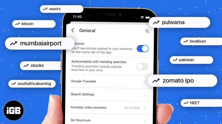 How to turn off trending searches in Google on iPhone and Mac