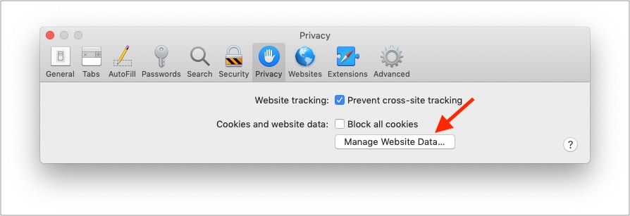 In Safari Preferences click Privacy Manage website data