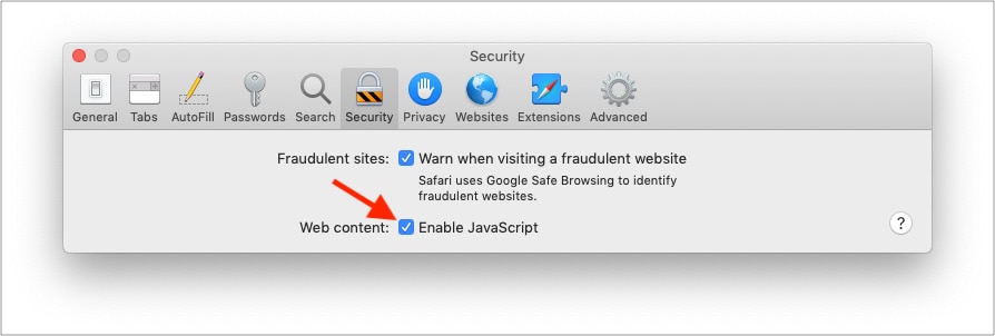 В настройках Safari убедитесь, что Javascript включен.