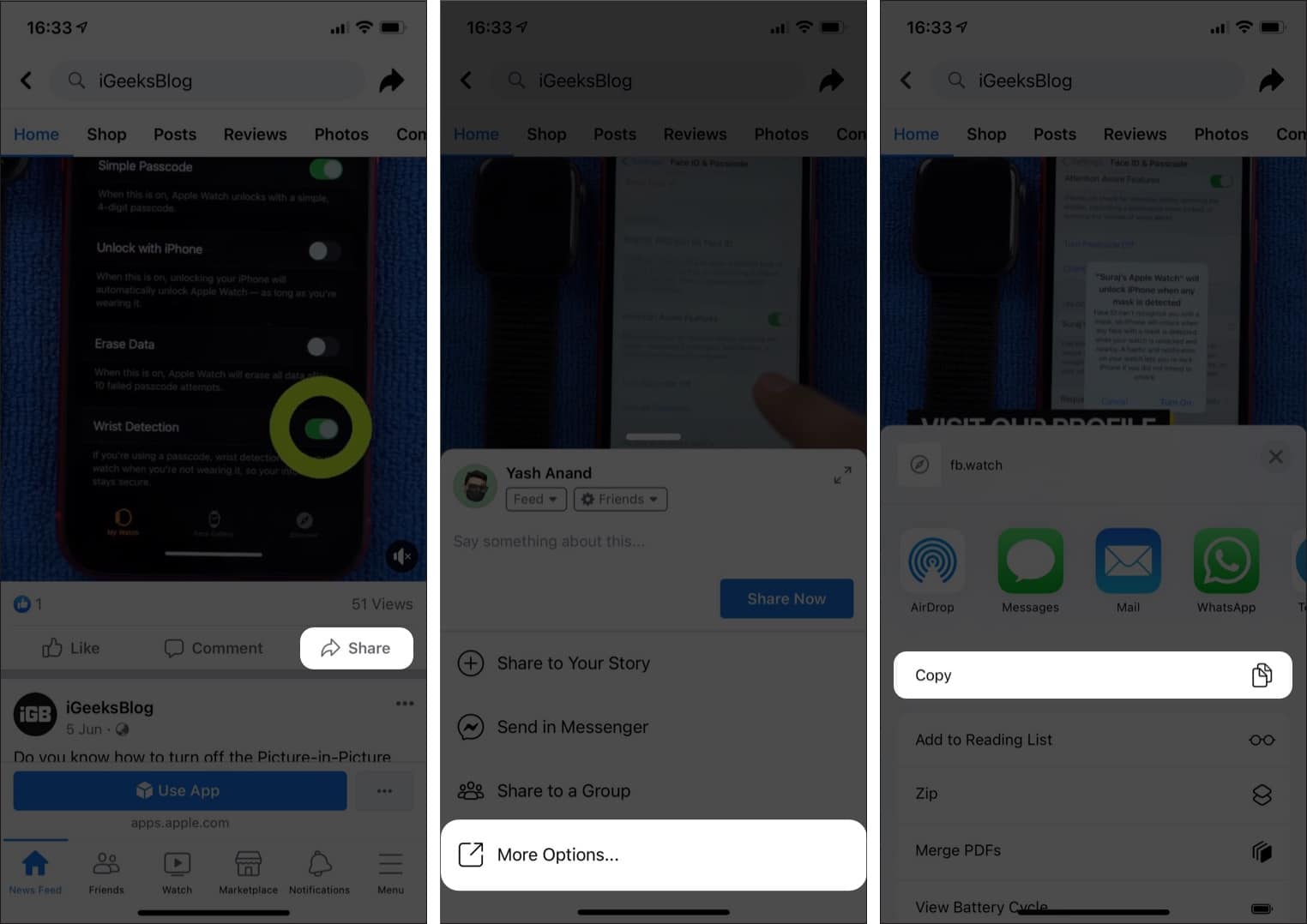 Find the Facebook video you want to download on iPhone