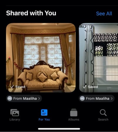 For You tab, you can see Shared with You Photos in iOS 15