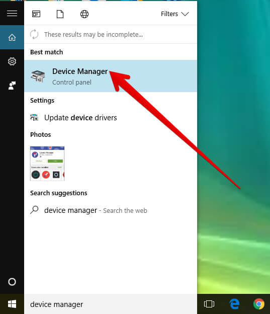 Search Device Manager on Windows PC
