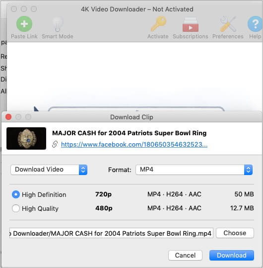Select the file quality SD or HD and click Download