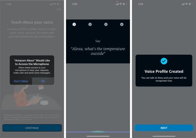 Set Voice profile in Alexa app on iPhone