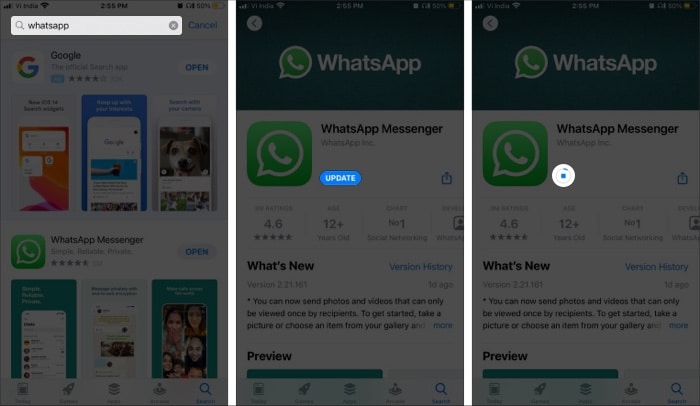Update your WhatsApp on iPhone