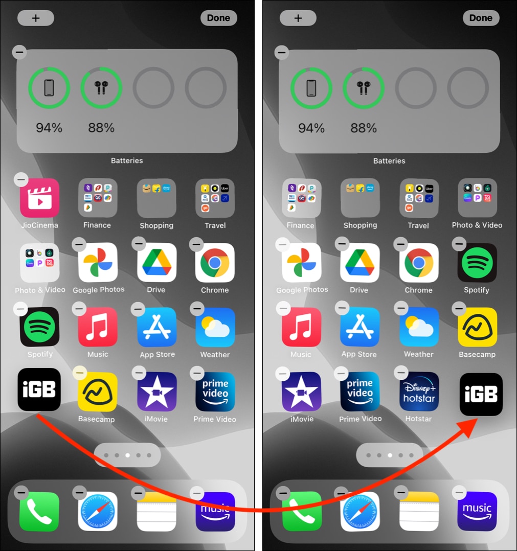 Move apps on Home Screen