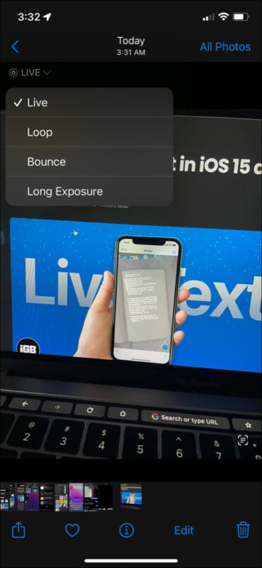 Convert Live Photo into Loop, Bounce, and Long Exposure in iOS 15