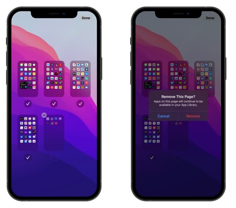 Delete home screen pages in iOS 15