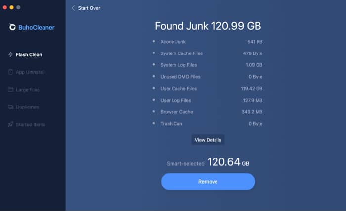 Flash Clean feature in BuhoCleaner app for Mac