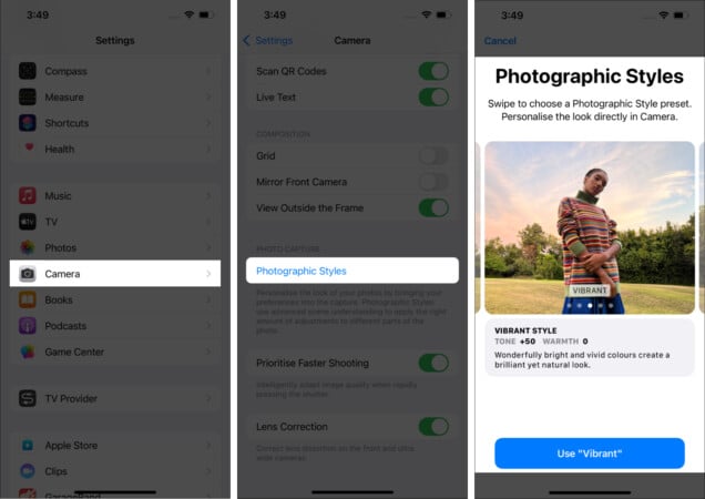 How to set a default Photographic Style on iPhone 13