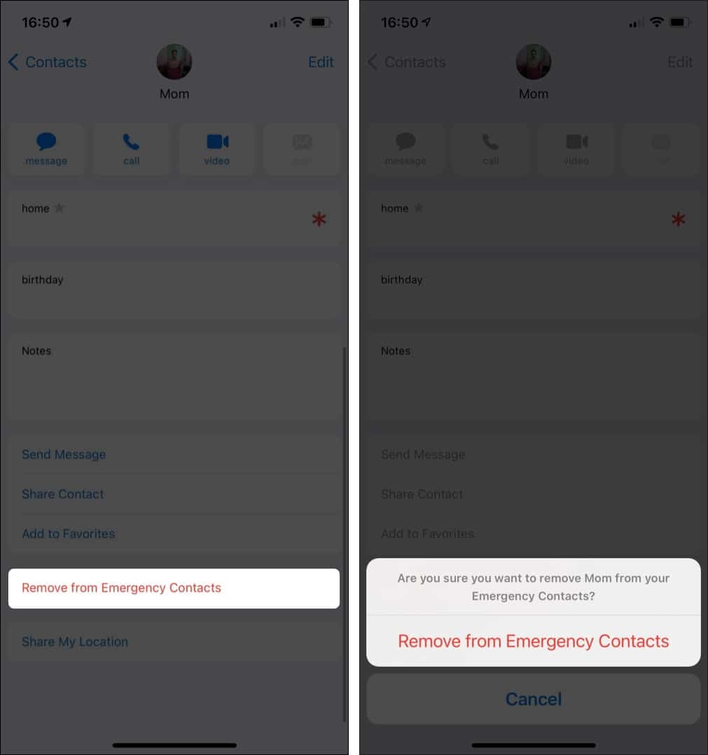 Remove Emergency Contacts on iPhone