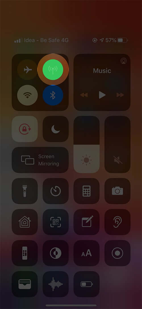 Restrict Cellular Data from iPhone Control Center