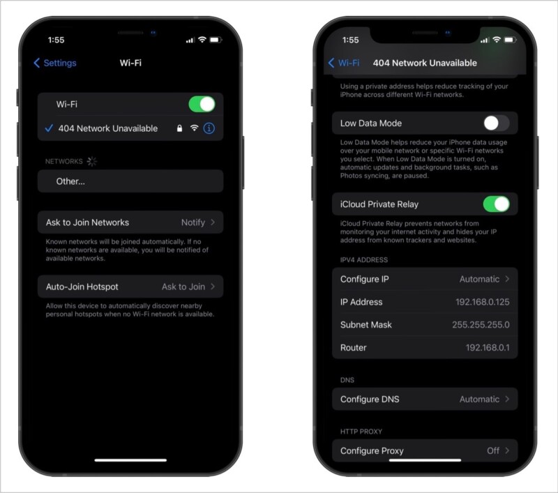 Turn off Private Relay for specific Wi-Fi Connections on iPhone