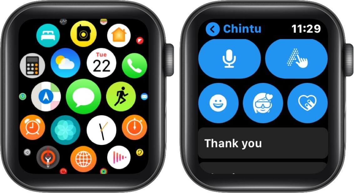 open messages app and tap on memoji button on apple watch