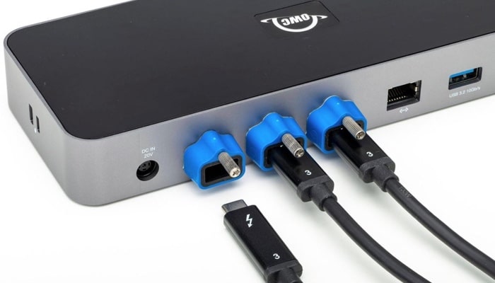 OWC ClingOn for securing cables on Thunderbolt Hub