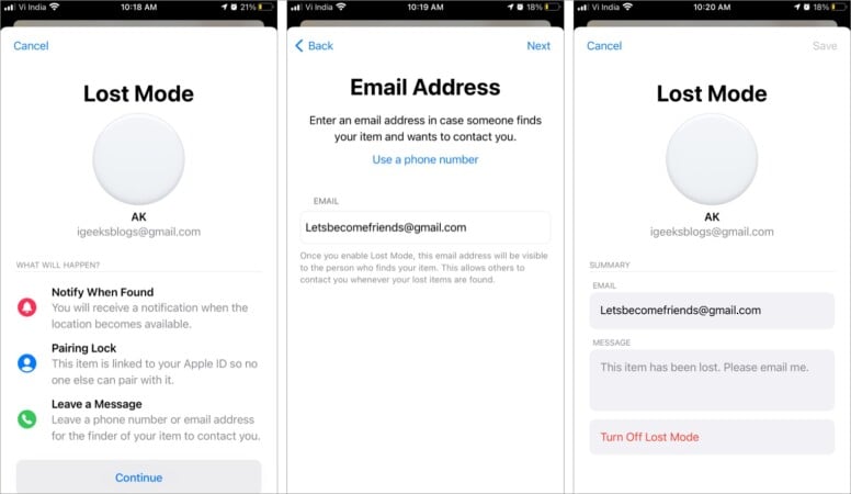 Put your airtag in lost mode and send secret messages