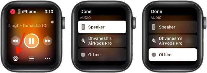 Tap AirPlay icon and select another device like HomePod