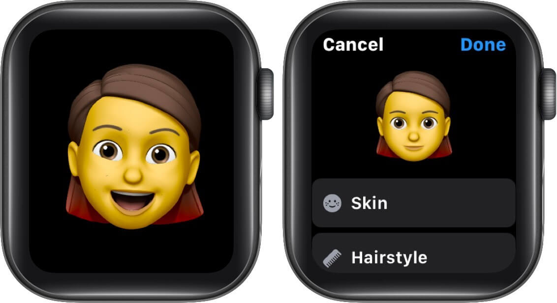 view expressions and tap on done to create memoji on apple watch in watchos 7