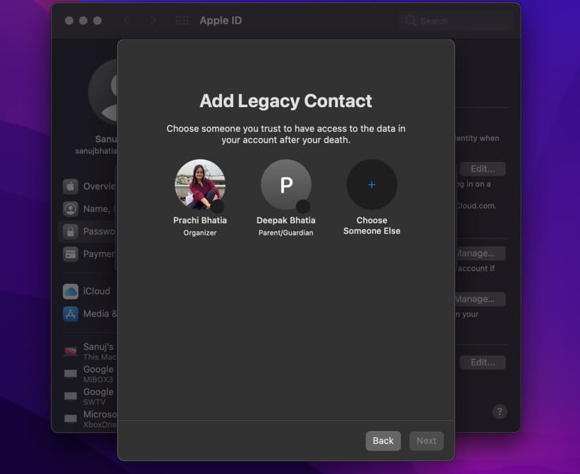 Add the desired contact on Mac