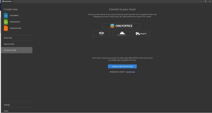 Connect to cloud from OnlyOffice on Mac