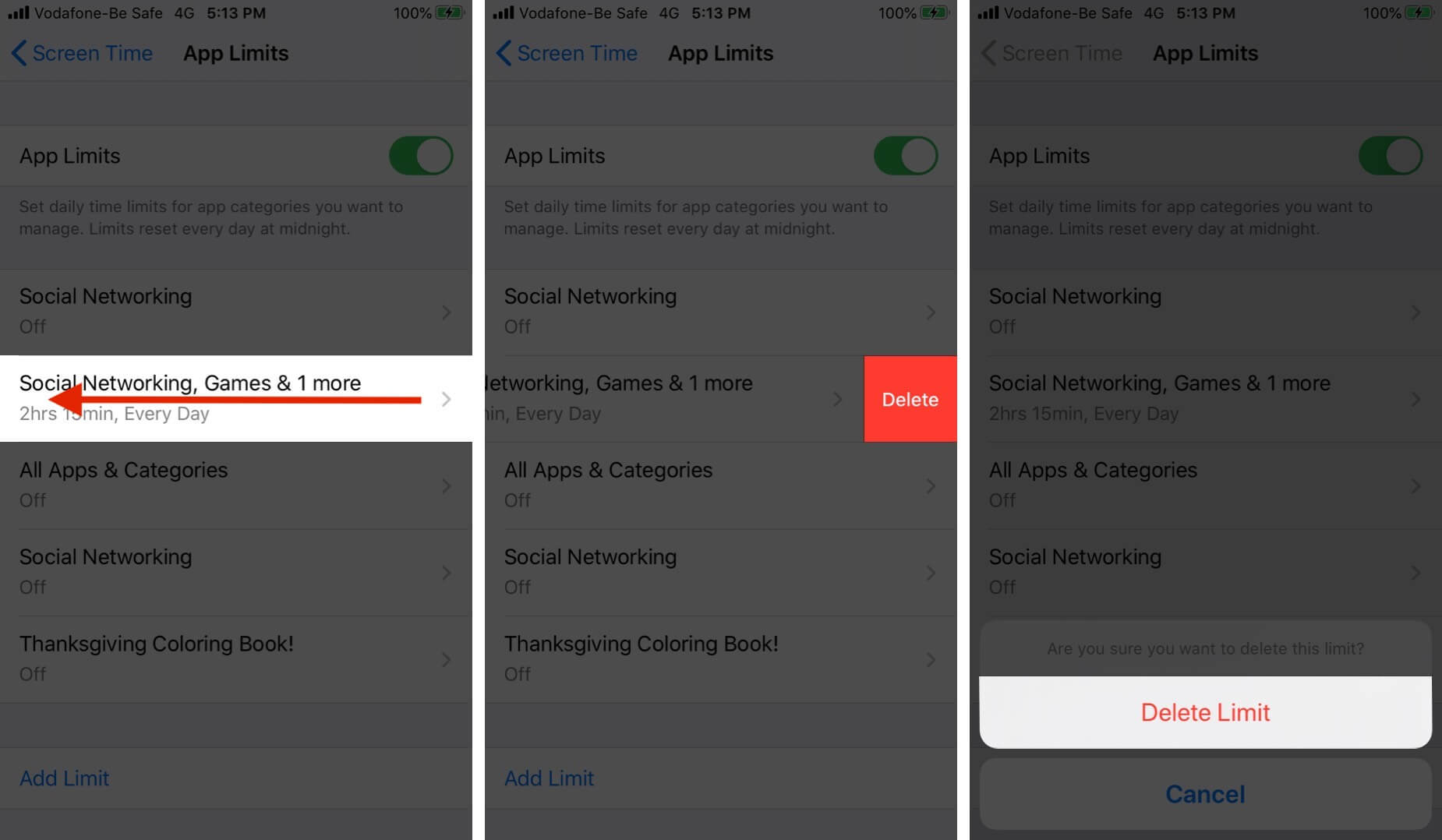 Delete app limits in screen time on iphone