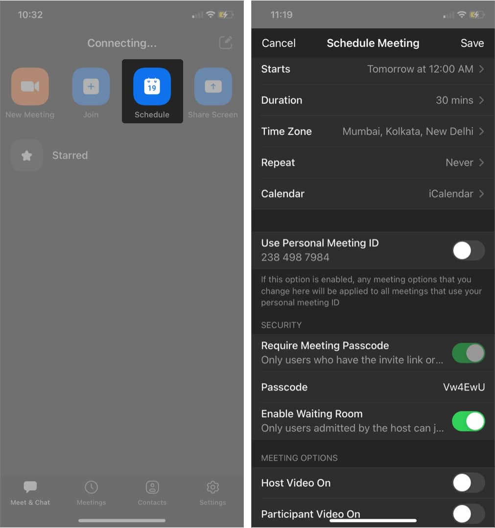 How to host a scheduled Zoom meeting on iPhone