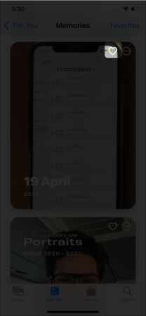 How to mark a Memory 'Favorite' in the Photos app
