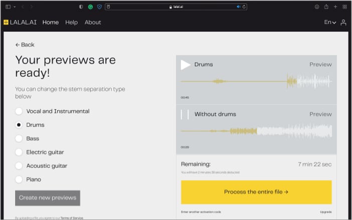 Isolate more than just vocals in LALAL.AI on Mac