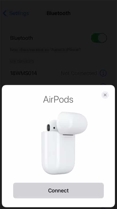 Снова подключите AirPods к iPhone