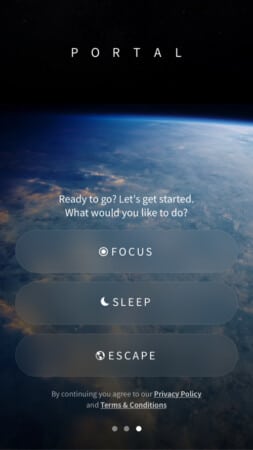 Portal iPhone app first screen interface