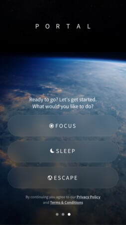 Portal iOS app review Immerse yourself in soundscapes Portal iPhone app first screen interface