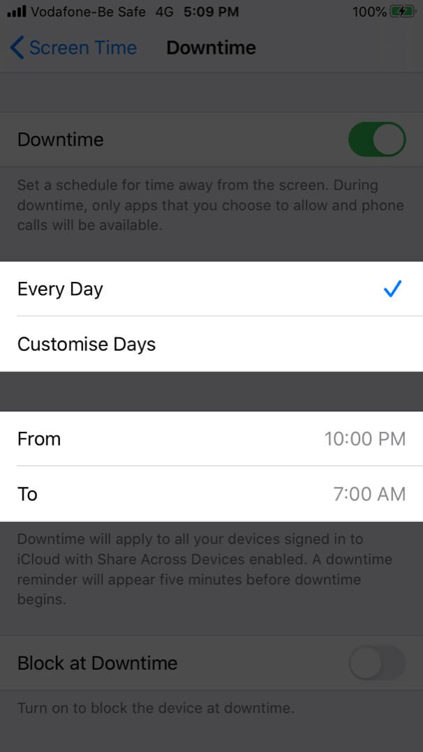 Set Downtime In Screen Time On IPhone