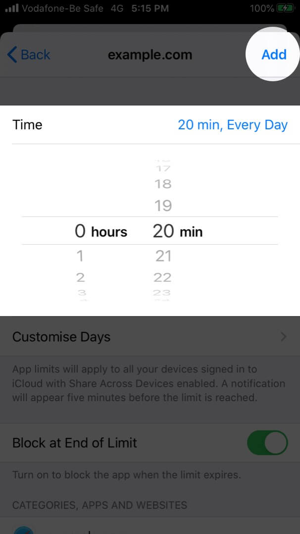 Set Time Limit For Websites On IPhone