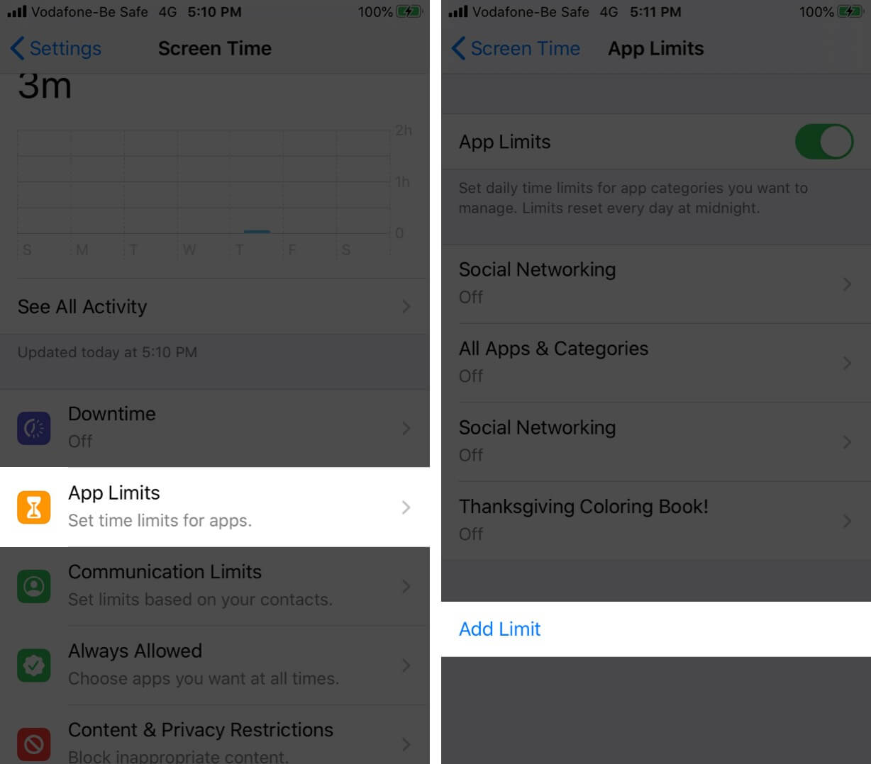 Tap On App Limit And Then Tap On Add Limit