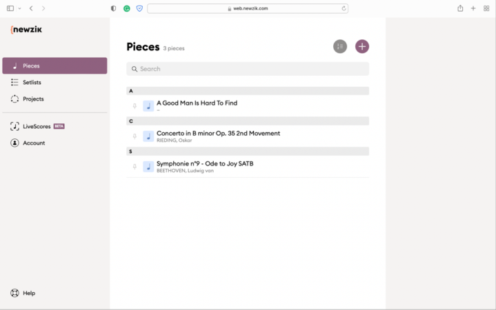 Access your score library across devices with Newzik