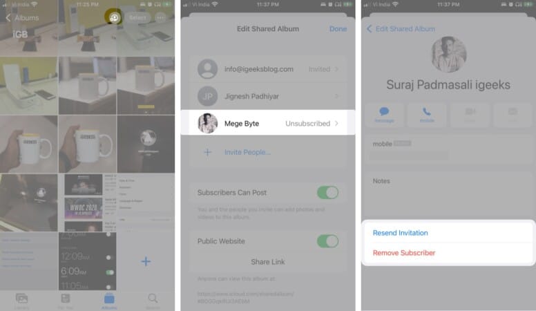 How to remove a subscriber from the shared album on iPhone and iPad