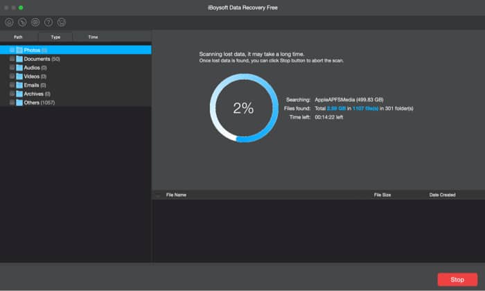 iBoysoft Data Recovery Scanning process