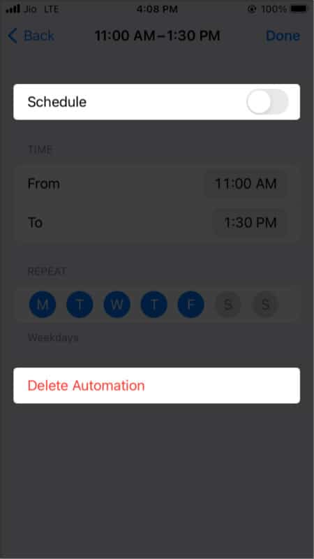 Turn off or delete scheduled DND on iPhone